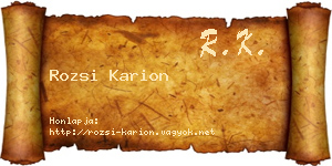 Rozsi Karion névjegykártya